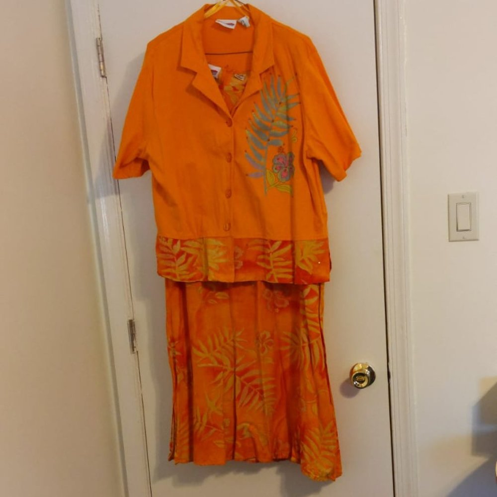 Kakeus XL Orange Leaf Pattern with Sequin